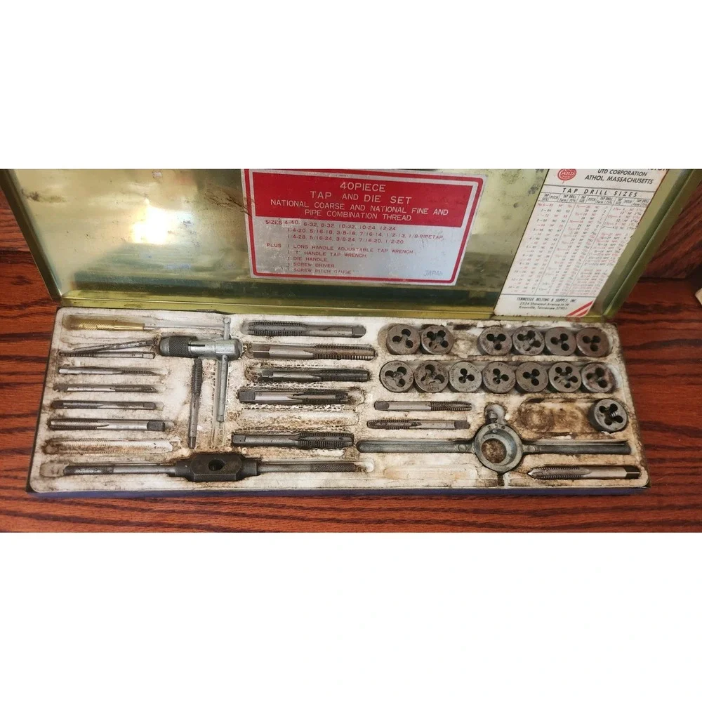 Vintage Tennessee Belting And Supply Industrial Tool 40‎ Pc. Tap & Die Set